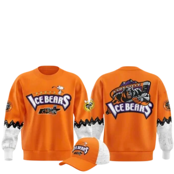 Knoxville Ice Bears 75 Years Snoopy Hockey Sweatshirt, Orange SPHL Sports Fan Apparel available at our Miami, Florida warehouse