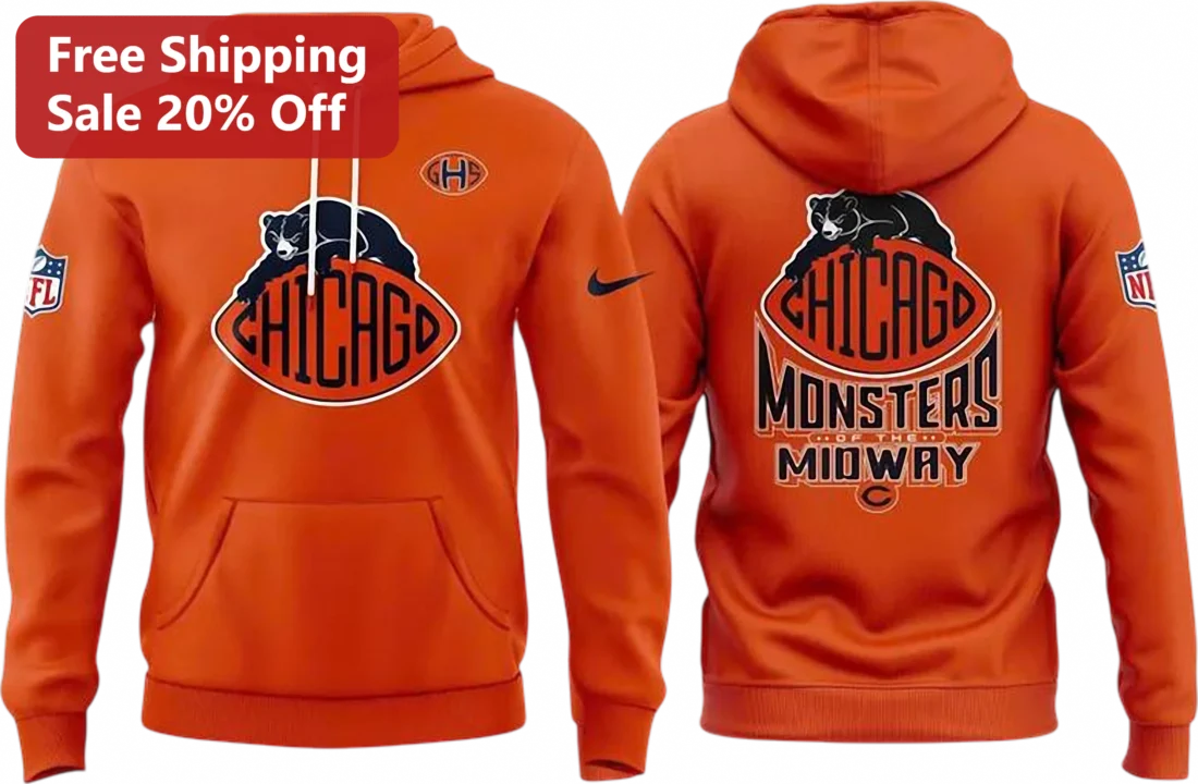 Monsters of the Midway Chicago Bears Hoodie, NFL Football Fan Gift for Men and Women available at our Miami, Florida warehouse