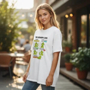 Grandpa Code Grinch Funny Rules Graphic Tee, Grandfather Humor Birthday Gift Shirt