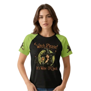 Witch Please It's Wine O'Clock Tee Funny Halloween Wine Lover Graphic Shirt available at our Miami, Florida warehouse