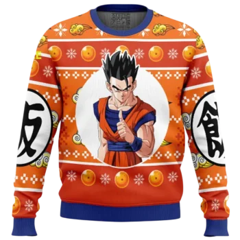 Gohan Sweater Ugly Christmas Dragon Ball Holiday Anime Sweatshirt for Men and Women available at our Miami, Florida warehouse