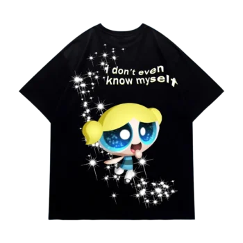 I Don't Even Know Myself Tee Bubbles Sparkle Y2K Aesthetic Streetwear Graphic T-Shirt available at our Miami, Florida warehouse