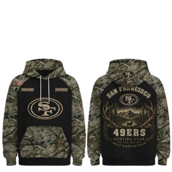 San Francisco 49ers Hunting Club Built for the Wild Hoodie, Camo Deer Hunter Sweatshirt, Custom Fan available at our Miami, Florida warehouse