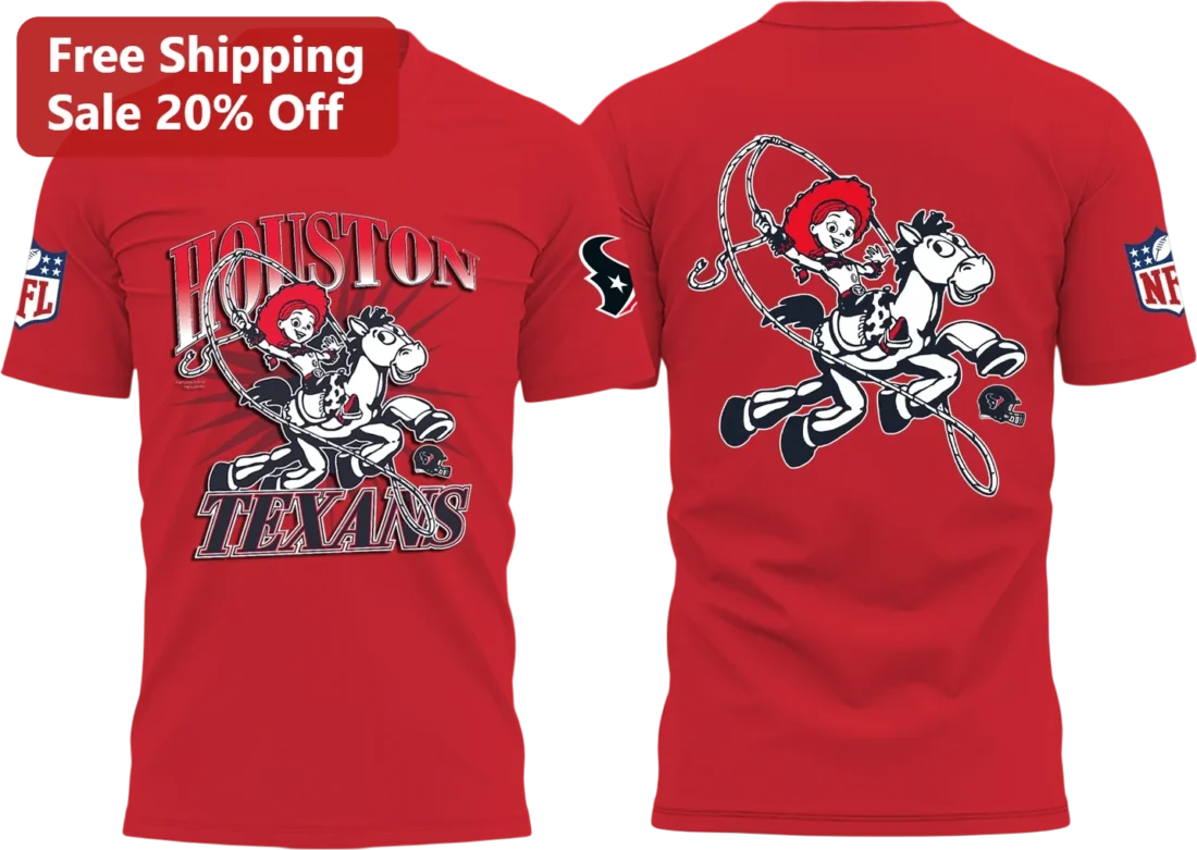Houston Texans Tee, Jessie Toy Story NFL Football Fan Graphic Tee Gift for Disney Fans Game Day available at our Miami, Florida warehouse