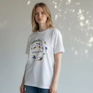 Go With The Flow Sea Animals Graphic Tee, Marine Life Tropical Fish Ocean Lover T-Shirt