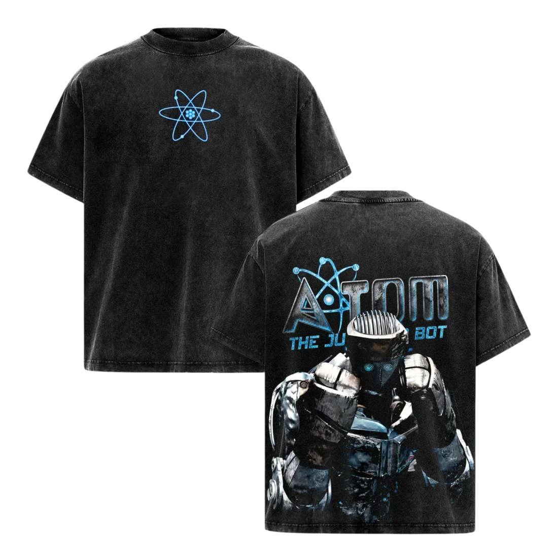 Atom The Junk Bot Vintage Graphic Tee, Real Steel Robot Battle Acid Wash T-Shirt for Sci-Fi Fans available at our Miami, Florida warehouse