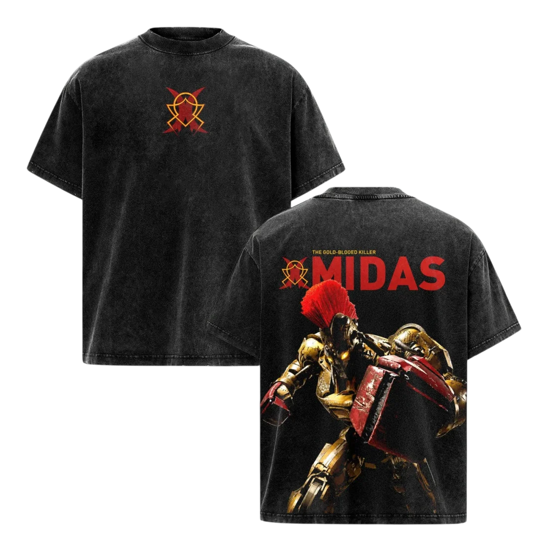 The Gold-Blooded Killer Midas Tee, Real Steel Robot Graphic T-Shirt, Vintage Acid Wash Streetwear Sh available at our Miami, Florida warehouse
