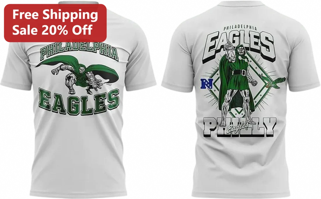 Philadelphia Eagles Dr. Doom Philly Tee, Marvel Superhero NFL Football Fan Shirt, Game Day Gift for available at our Miami, Florida warehouse