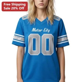 Motor City Detroit Football Jersey Tee, Custom Number Personalized Athletic Shirt Gift for Detroit S available at our Miami, Florida warehouse