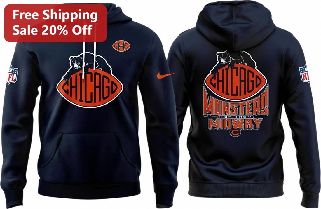 Chicago Monsters of the Midway Hoodie, Chicago Football Fan Gift, NFL Team Sweatshirt for Men and Wo available at our Miami, Florida warehouse