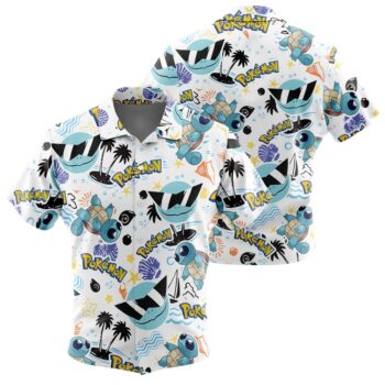 Squirtle Squad Sunglasses Pokemon Button Up Hawaiian Shirt