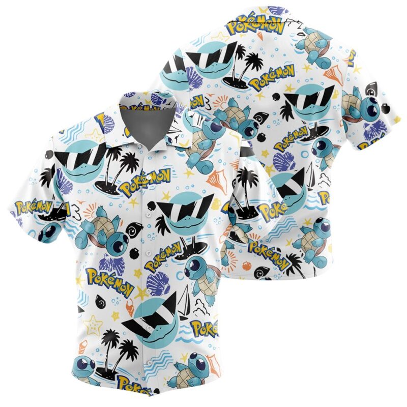 Squirtle Squad Sunglasses Pokemon Button Up Hawaiian Shirt