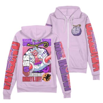 Sun God Nika Monkey D Luffy V2 One Piece Gear 5th Streetwear 3D Zip Hoodie Jacket