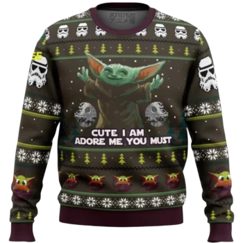 Cute I Am Adore Me You Must Sweater, Grogu Baby Yoda Ugly Christmas Sweater, Funny Star Wars Holiday available at our Miami, Florida warehouse