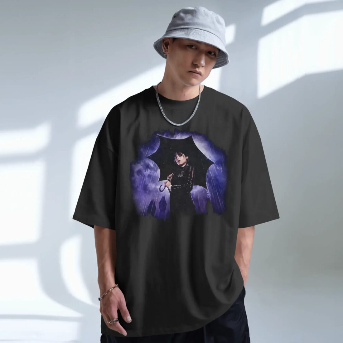 Wednesday Addams Gothic Umbrella Rain Dark Aesthetic Halloween T Shirt