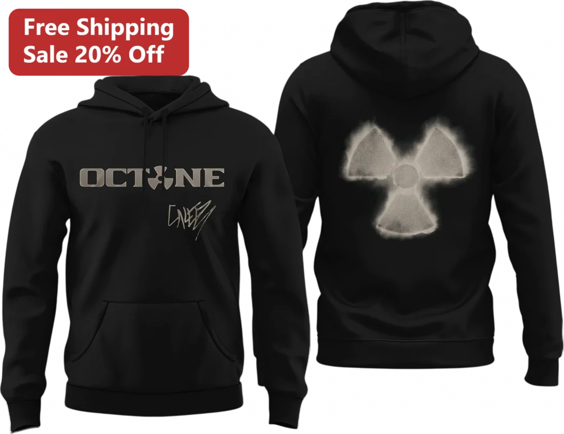 OCTANE Hoodie Radiation Symbol Grunge Streetwear Graphic Pullover for Men available at our Miami, Florida warehouse