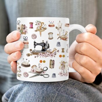 Sewing machine mug, sewing monogram Coffee Mug, Funny Icon Sewing mug, Sewing Mug gift for mom, sewing lover