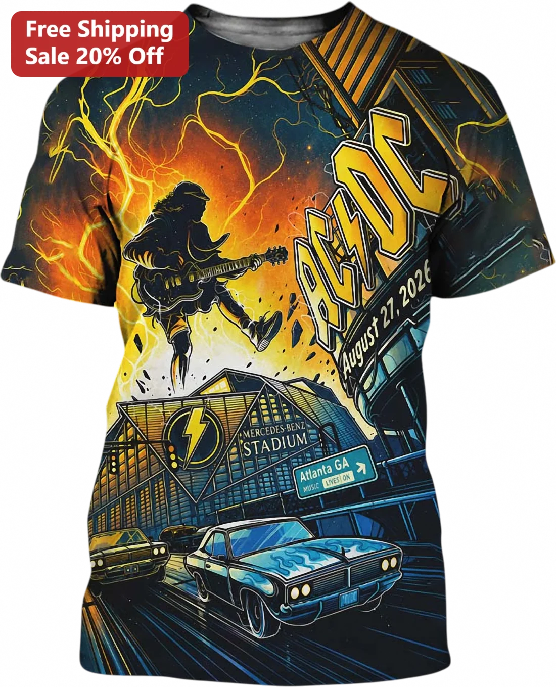 AC/DC August 27 2026 Mercedes-Benz Stadium Atlanta GA Music Lives On Concert Tee Gift for Rock Fans available at our Miami, Florida warehouse