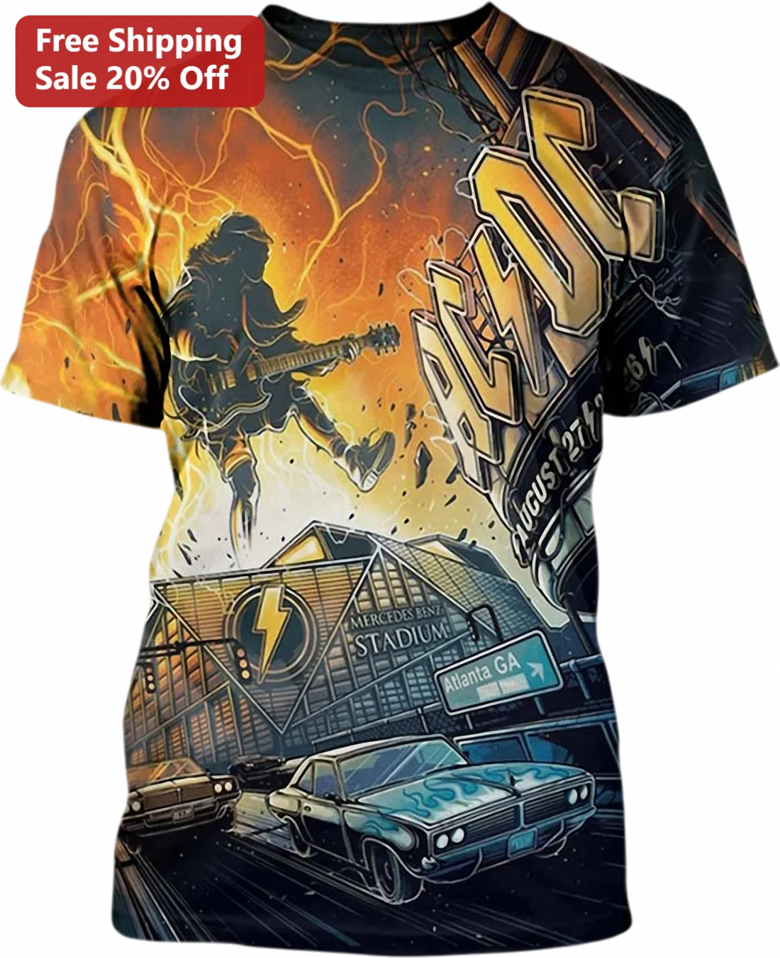 AC/DC Mercedes Benz Stadium Atlanta GA Tee Angus Young Rock Concert Shirt Gift for Hard Rock Fans available at our Miami, Florida warehouse