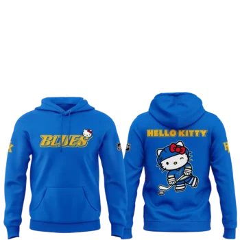 BLUES Hello Kitty Hoodie St. Louis Blues Hockey Fan Graphic Pullover Sweatshirt available at our Miami, Florida warehouse