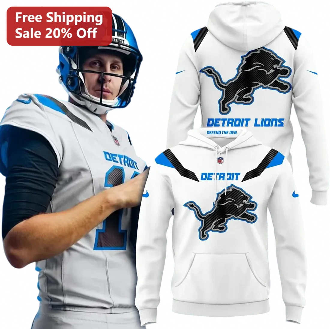 Detroit Lions Defend the Den Hoodie, Detroit Football Fan Pullover Gift for Men Women available at our Miami, Florida warehouse