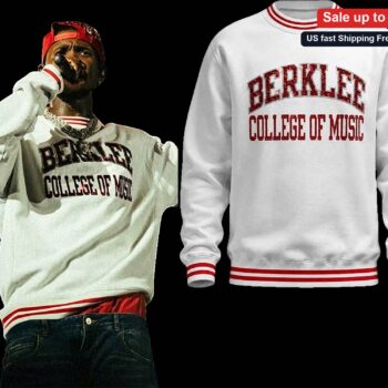Berklee College Of Music Sweatshirt, Vintage Usher Collegiate Striped Crewneck Gift for Music Studen available at our Miami, Florida warehouse