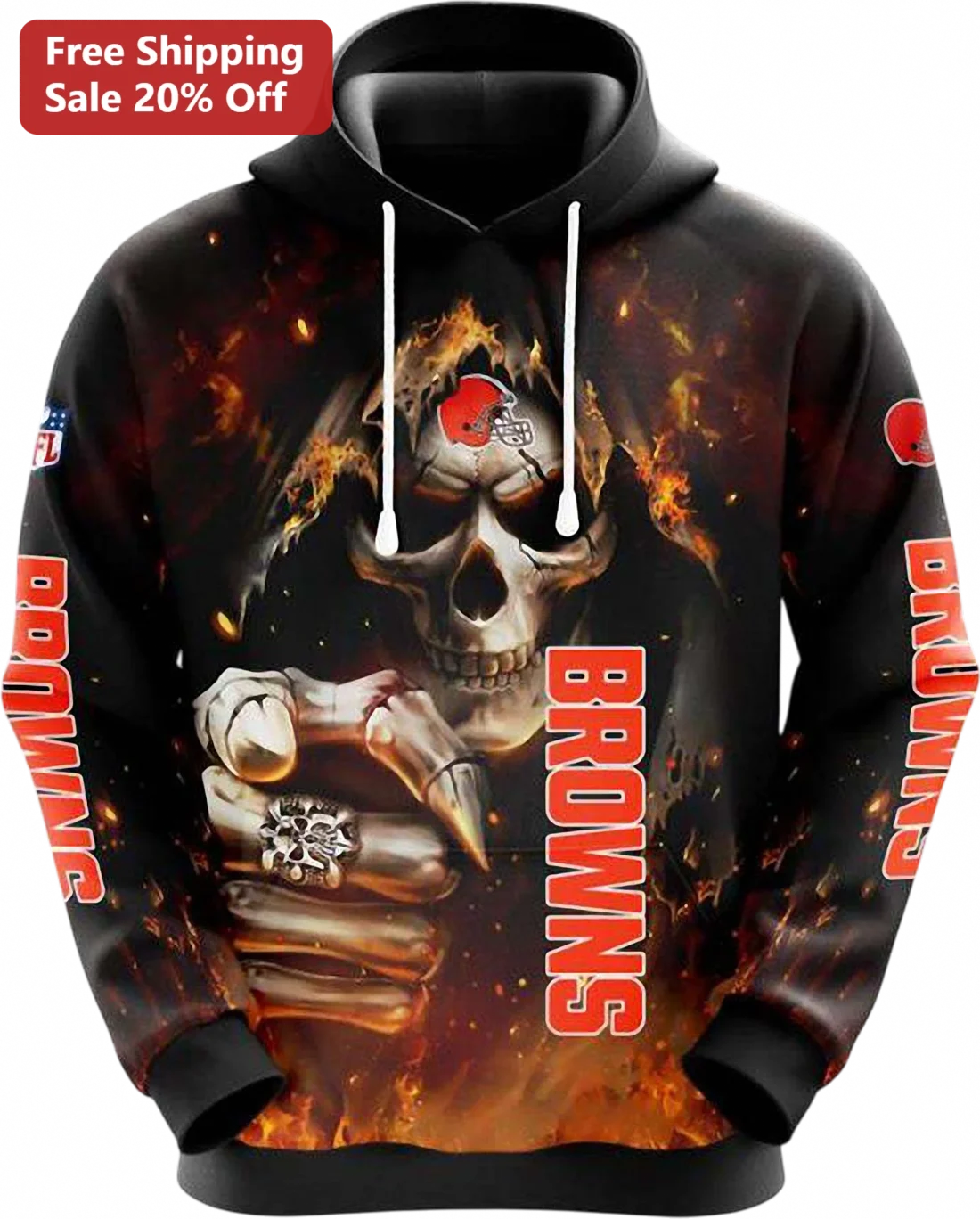 BROWNS Hoodie Grim Reaper Cleveland Browns Football Fan Gift for Men Women available at our Miami, Florida warehouse