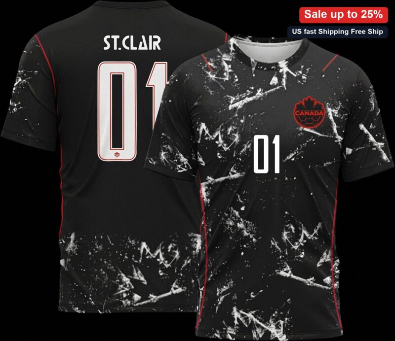 Canada Soccer Jersey Graphic Tee Personalized Athletic Marble Print Fan Shirt available at our Miami, Florida warehouse