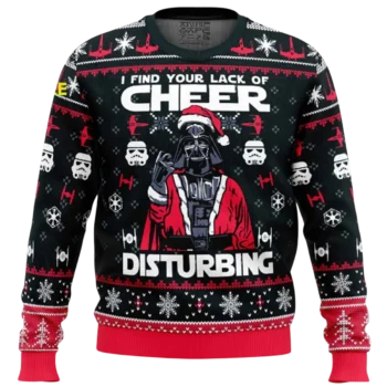 I Find Your Lack of Cheer Disturbing Sweater Funny Darth Vader Ugly Christmas Holiday Sweatshirt available at our Miami, Florida warehouse