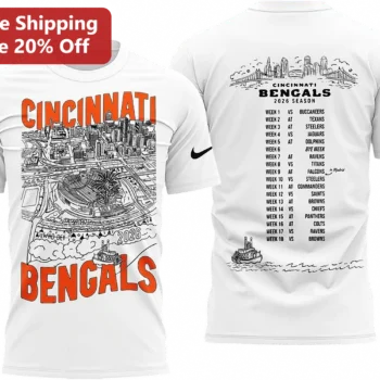 Cincinnati Bengals 2026 Season Who Dey Schedule Tee, Cincinnati Skyline NFL Football Fan Shirt Gift available at our Miami, Florida warehouse