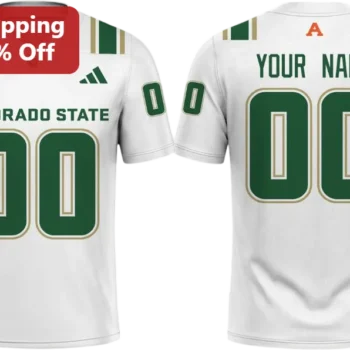 Colorado State Rams Custom Name Number Football Tee, Personalized CSU Rams College Football Fan Gift available at our Miami, Florida warehouse