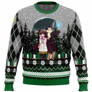 Tomoya Okazaki and Nagisa Furukawa Clannad Sweater, Anime Couple Winter Ugly Christmas Holiday Jumper