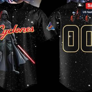 Cyclones Darth Vader Baseball Jersey Tee, Star Wars Galaxy Space Graphic Sports Shirt for Fans available at our Miami, Florida warehouse