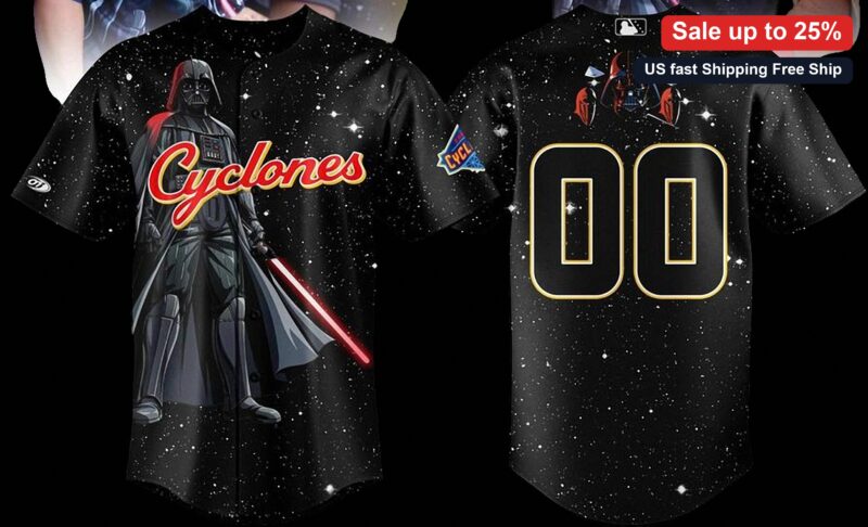 Cyclones Darth Vader Baseball Jersey Tee, Star Wars Galaxy Space Graphic Sports Shirt for Fans available at our Miami, Florida warehouse