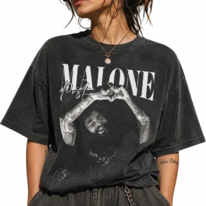 Post Malone Vintage Tee, Retro Malone Heart Hands Graphic Shirt, Hip Hop Concert Fan Apparel Gift