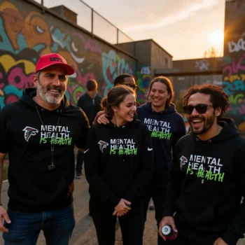 Mental Health Is Health Hoodie, Atlanta Falcons Football Fan Mental Health Awareness Sweatshirt available at our Miami, Florida warehouse