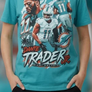 Dante Trader Jr Miami Dolphins Football Tee Vintage 90s Bootleg Sports Graphic T-Shirt Game Day Fan Gift