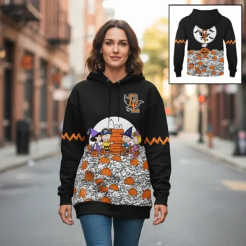 Peanuts Halloween Snoopy Pumpkin Patch Hoodie, Great Pumpkin Trick or Treat Graphic Fleece Sweatshir available at our Miami, Florida warehouse