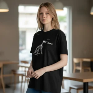 Skeleton Cat Boop Graphic Tee Funny Spooky Halloween Cat Lover T-Shirt