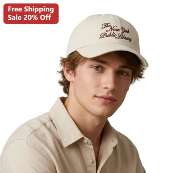 New York Public Library Cap, Embroidered Cotton Baseball Hat, NYC Souvenir Gift for Book Lovers available at our Miami, Florida warehouse