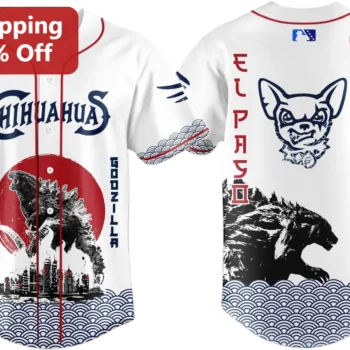 El Paso Chihuahuas Godzilla Tee Japanese Kaiju Streetwear for Baseball and Monster Movie Fans available at our Miami, Florida warehouse