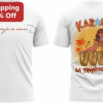Esa Mujer Es Icónica Karol G La Tropicuqueta Tropical Music Graphic Tee Gift for Reggaeton Fans available at our Miami, Florida warehouse