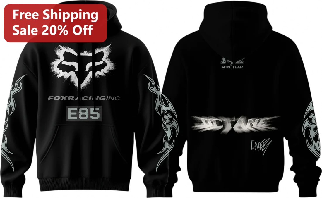 Racing Inc E85 Hoodie Octane Mtn Team Motocross Sweatshirt Tribal Flame Racing Gift for Motorsports available at our Miami, Florida warehouse