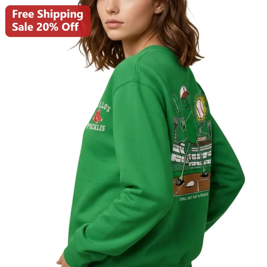 Chill Out Eat a Pickle Sweatshirt, Funny Baseball Pickle Lover Gift for Fans available at our Miami, Florida warehouse