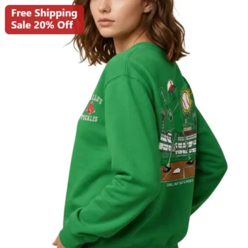 Chill Out Eat a Pickle Sweatshirt, Funny Baseball Pickle Lover Gift for Fans available at our Miami, Florida warehouse