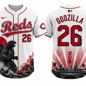 Godzilla Tee Reds Kaiju Monster Baseball Graphic Tee Unisex Fan Apparel Shirt