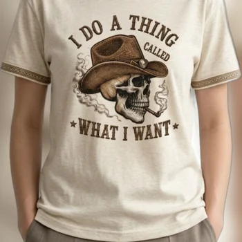 I Do A Thing Called What I Want Western Skull Tee, Vintage Cowboy Skeleton Graphic Shirt