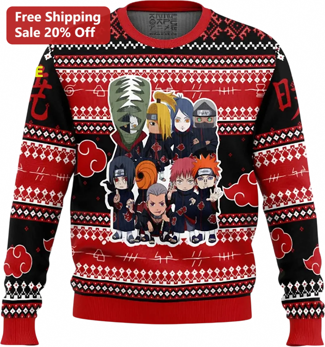Itachi Uchiha Pain Tobi Deidara Konan Sasori Hidan Kakuzu Akatsuki Christmas Sweatshirt, Naruto Ugly available at our Miami, Florida warehouse