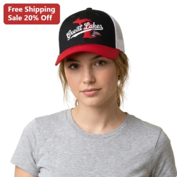 Great Lakes Hat Michigan Embroidered Trucker Cap, Great Lakes Souvenir Gift for Men Women Outdoor Re available at our Miami, Florida warehouse