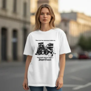 Two Raccoons Inside Me JägerBomb Tee Funny Drinking Party Shirt 21st Birthday Gift
